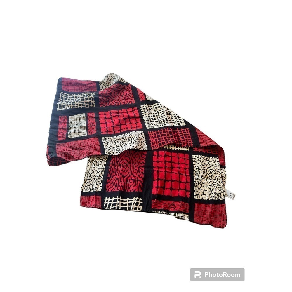 Vintage Essential Classics Hand Rolled 100%‎ Silk Scarf 60"L X 14.5" W